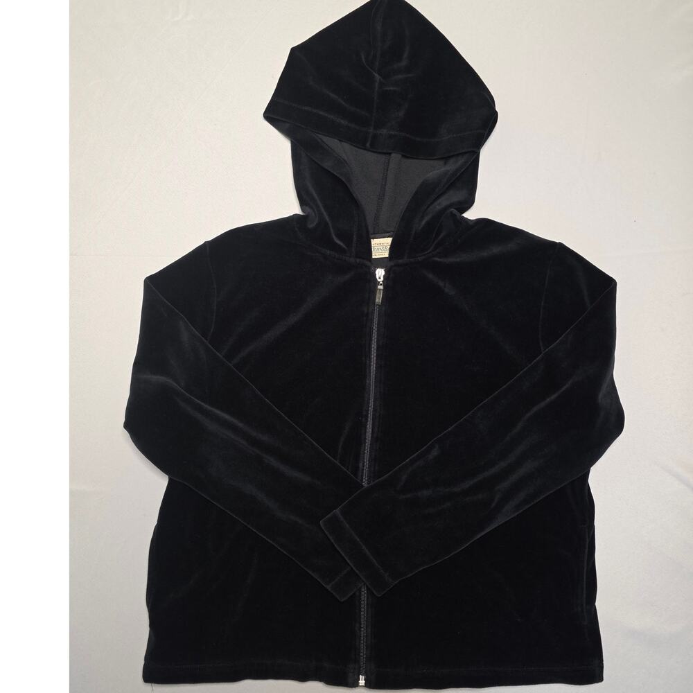 St. John's Bay black velour zip-up hoodie Size L